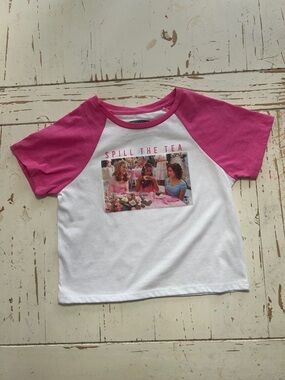 Girls' Pink & White 'Spill The Tea' Raglan Tee